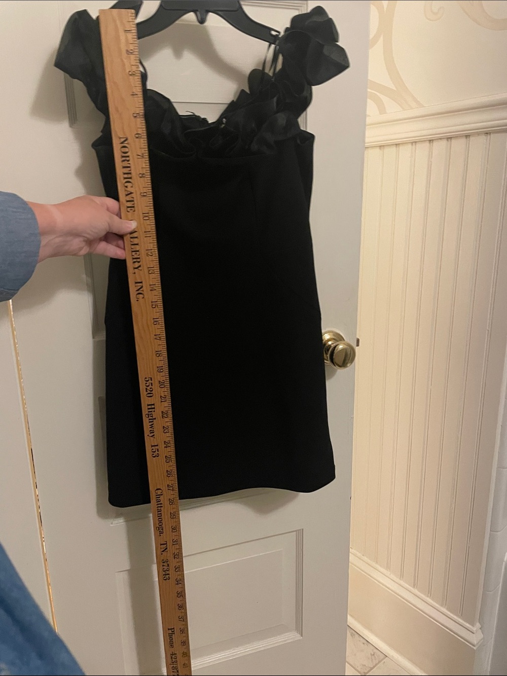 Lulu's Black Ruffle-Shoulder Mini Dress - Picture 4 of 5